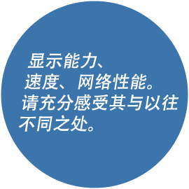 显示能力、速度、网络性能。请充分感受其与以往不同之处。