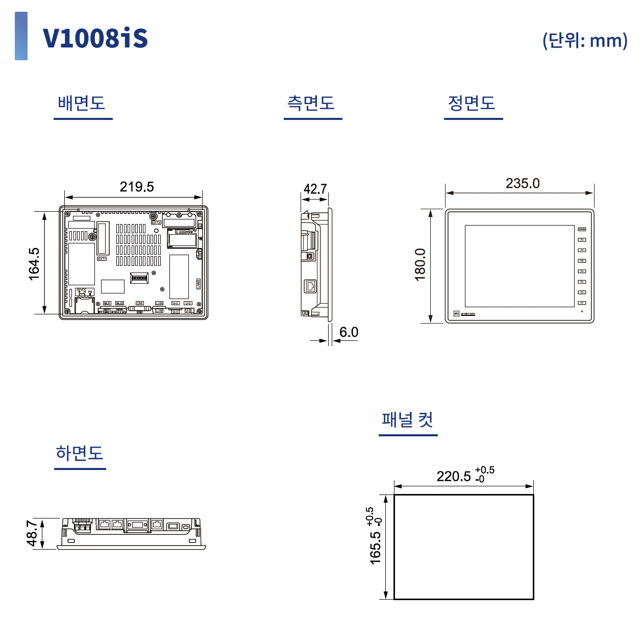 외형도/패널컷 수치